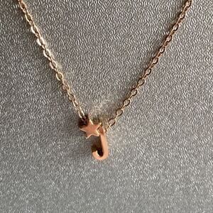 gold tone chain necklace initial letter J
